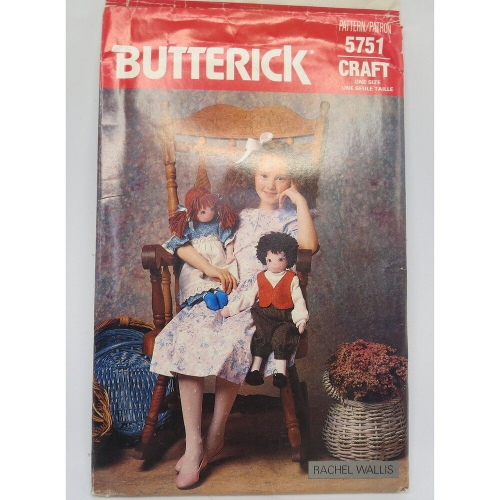 Butterick 5751 Country Dolls Clothing One Size 1987 Vintage Craft
